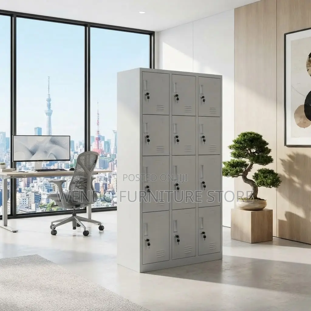 Office Cabinet; 12 Drawers Steel Gray Office Gyms Cabinets
