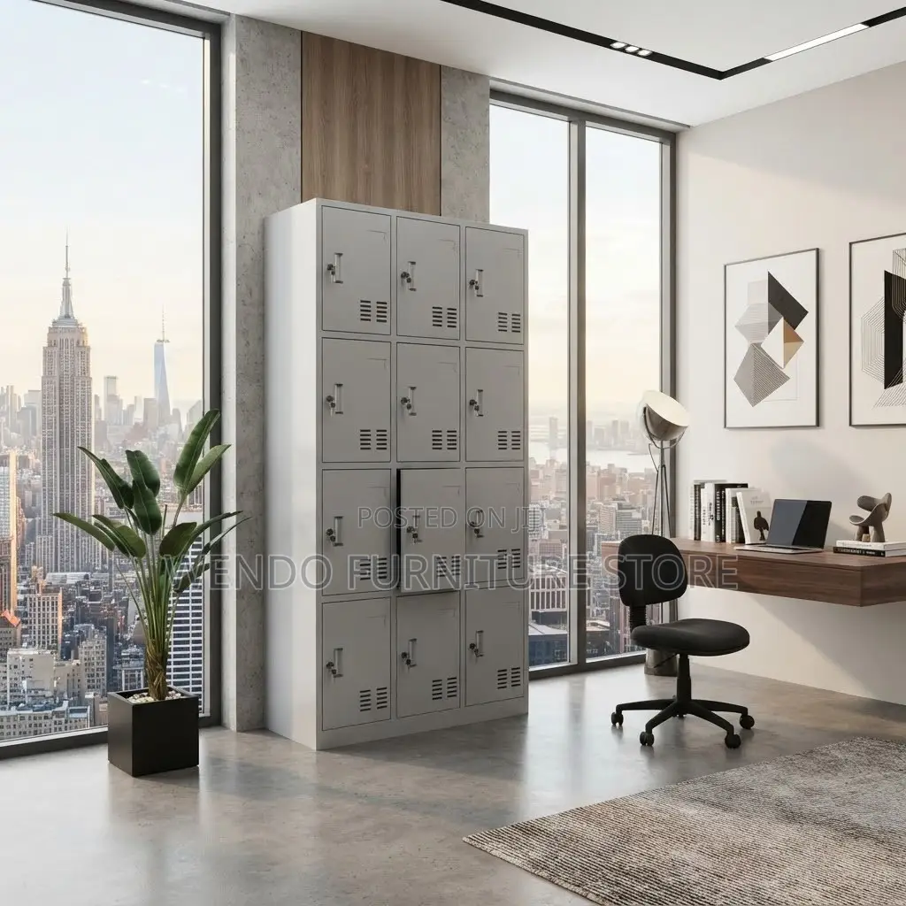 Office Cabinet; 12 Drawers Steel Gray Office Gyms Cabinets