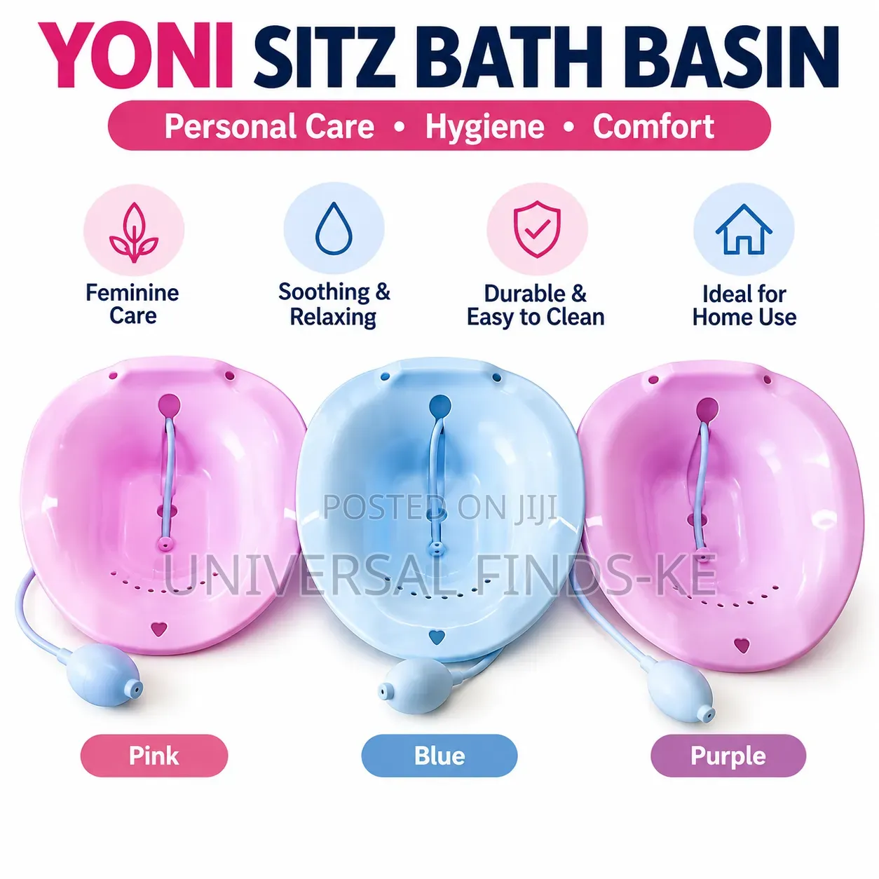 Yoni Sitz Bath Basin With Squeeze Bulb – Personal Hygiene Soaking Bowl