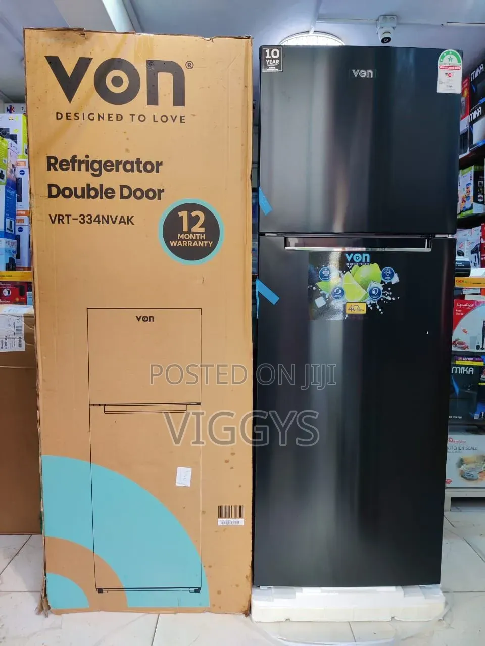 Von 334 Litres No Frost Double Door Refrigerator