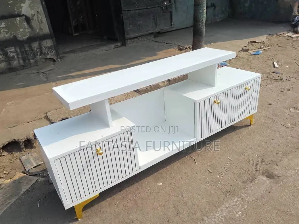 Modern White TV Console: Pay on Delivery
