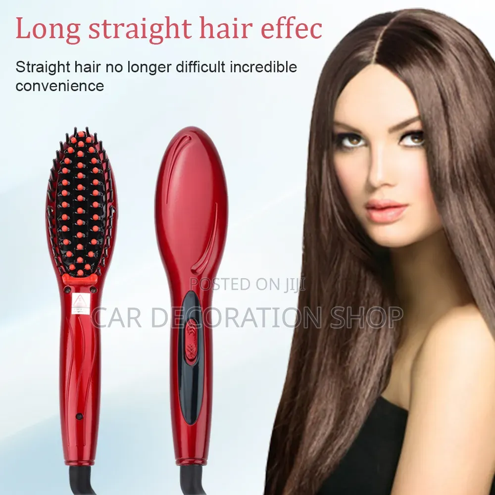 Red Electric Hair Straightener Brush Mermaid Massage