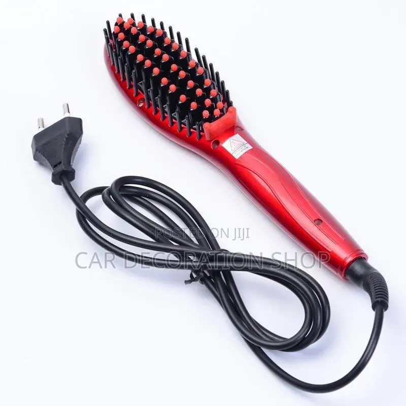 Red Electric Hair Straightener Brush Mermaid Massage