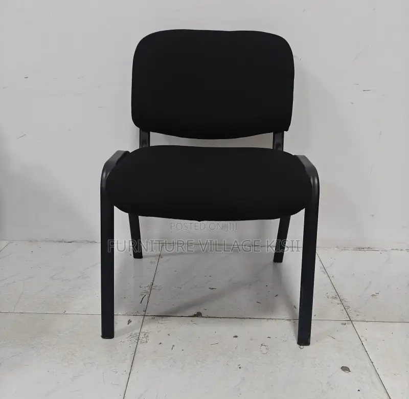 Office Chair; Black Stackable Fabric Visitors Seat