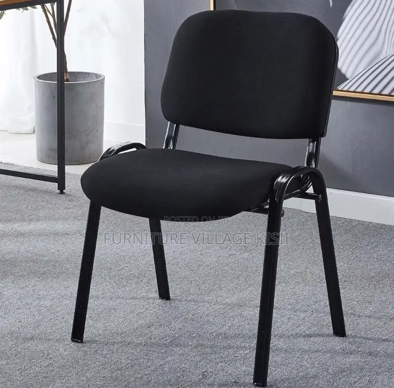 Office Chair; Black Stackable Fabric Visitors Seat