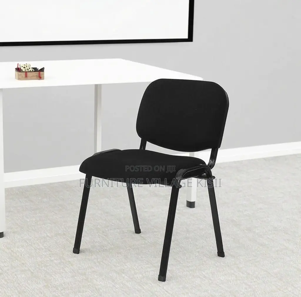 Office Chair; Black Stackable Fabric Visitors Seat