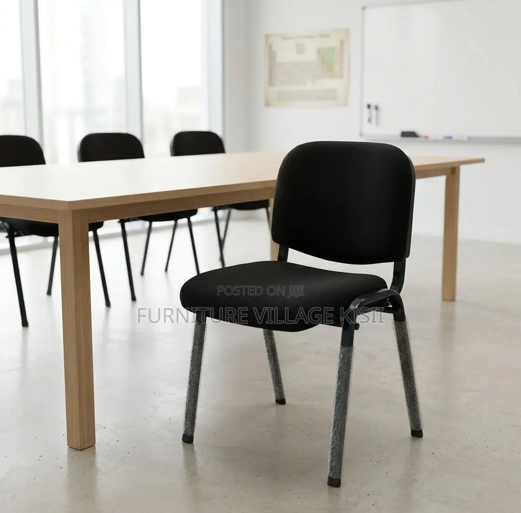 Office Chair; Black Stackable Fabric Visitors Seat
