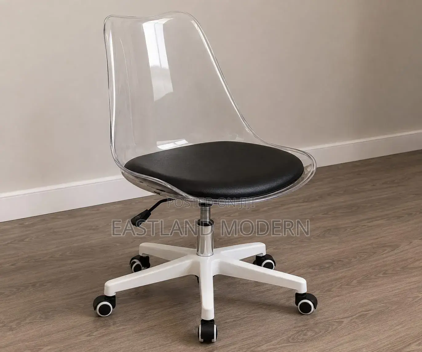 Transparent Ergonomic Swivel Chair With Black Seat