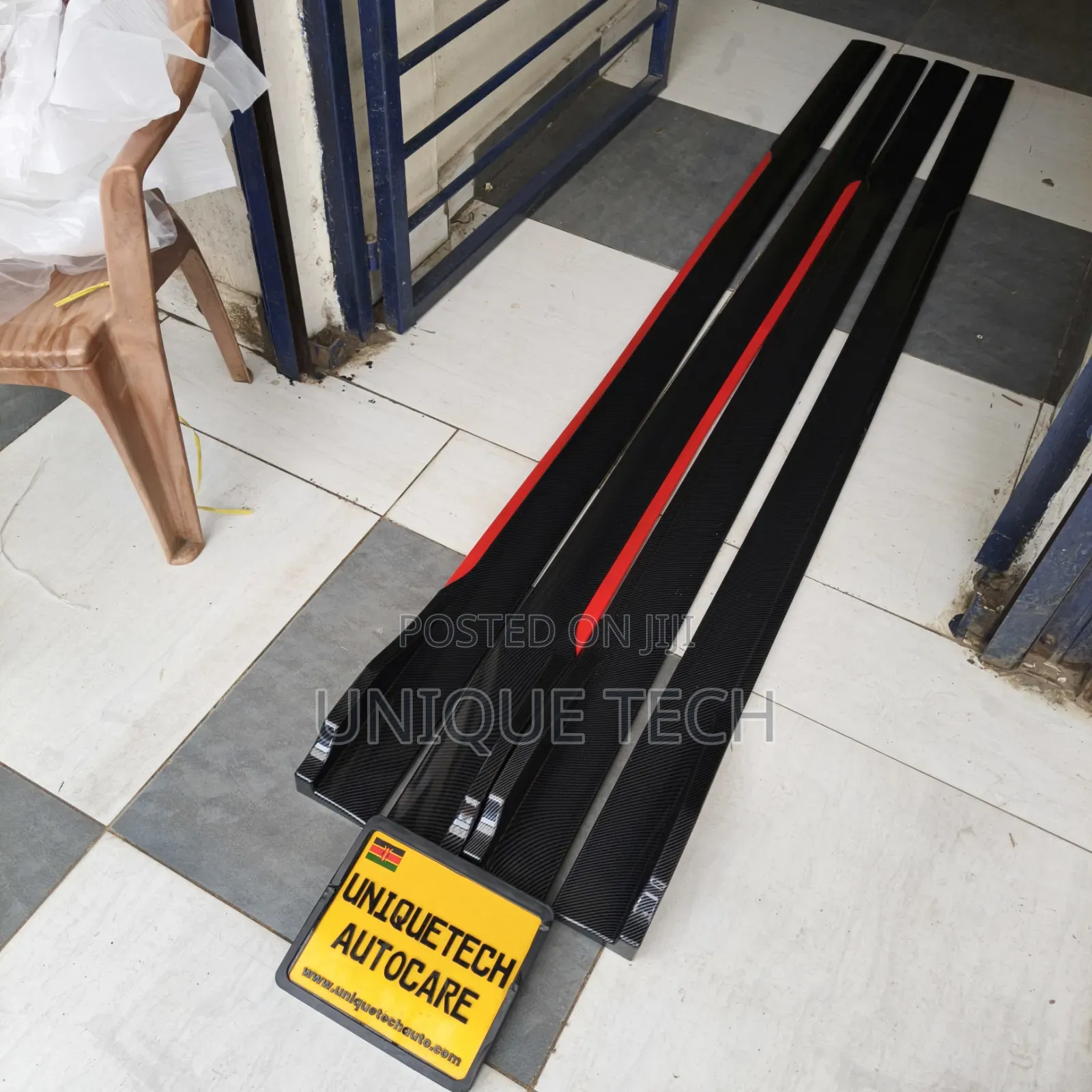 Carbon Red Side Skirts for Cars| Universal Side Skirt Kit