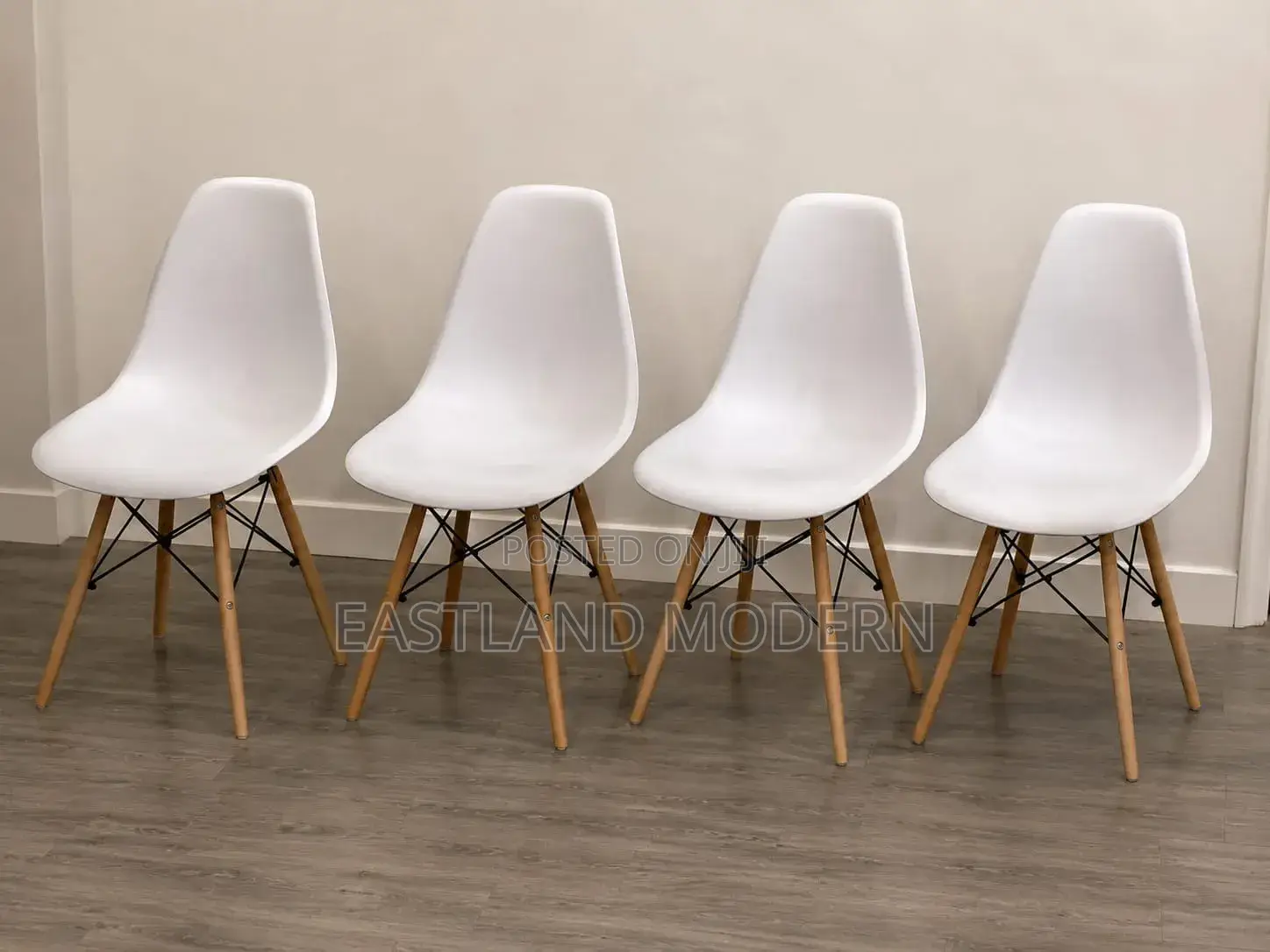 White Dining Chair – Scandinavian Plastic Chair With Wooden Legs