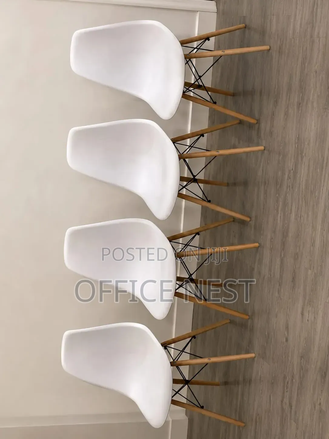 White Dining Chair – Scandinavian Plastic Chair With Wooden Legs