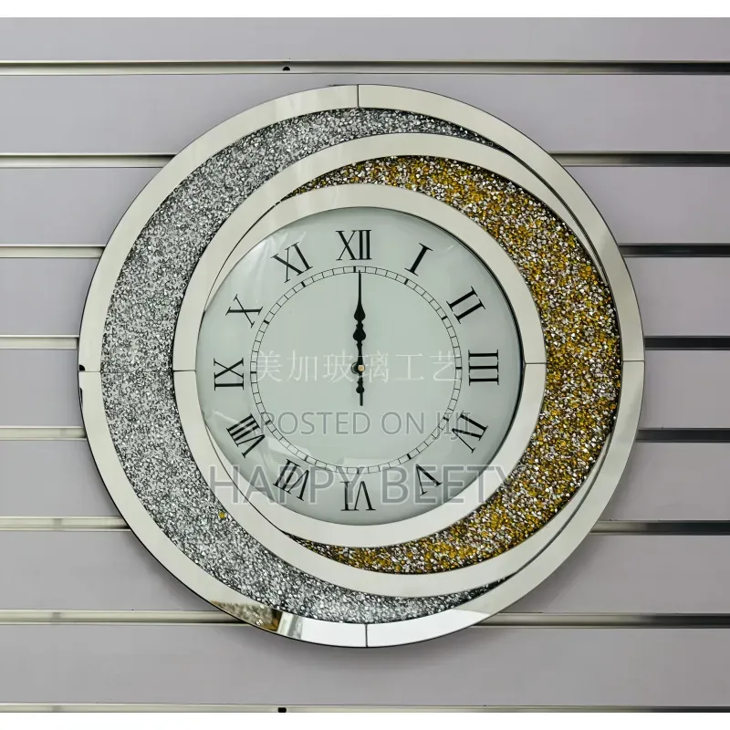 Scandinavian Accessible Luxury Diamond-Encrusted Mirror Art Clock