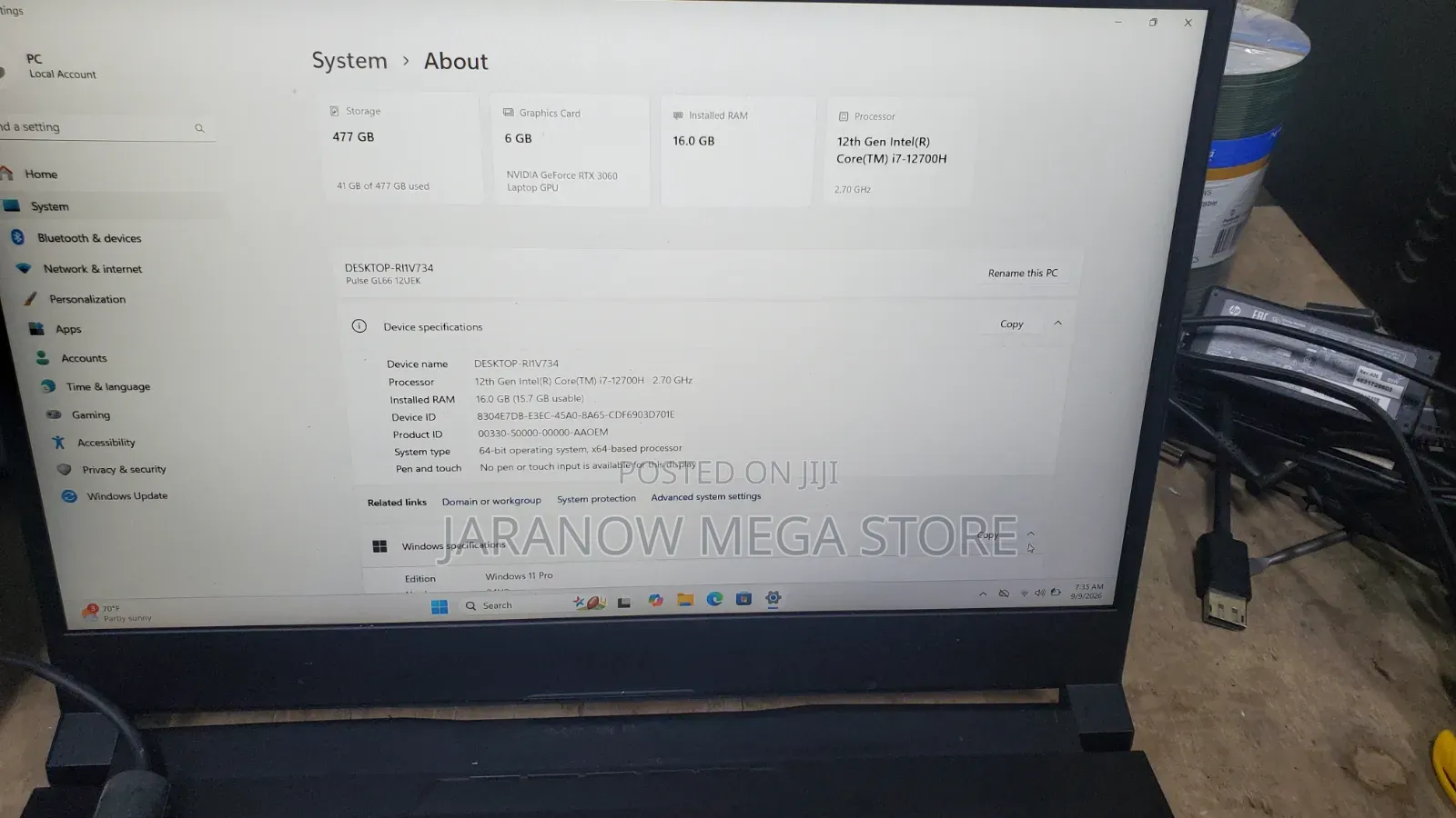 Laptop MSI Pulse GL66 16GB Intel Core i7 SSD 512GB