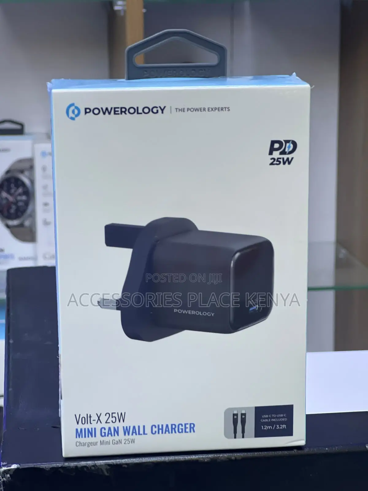 Powerology Volt-X 25W Single Port GaN Type-C Charger With C-C - Black
