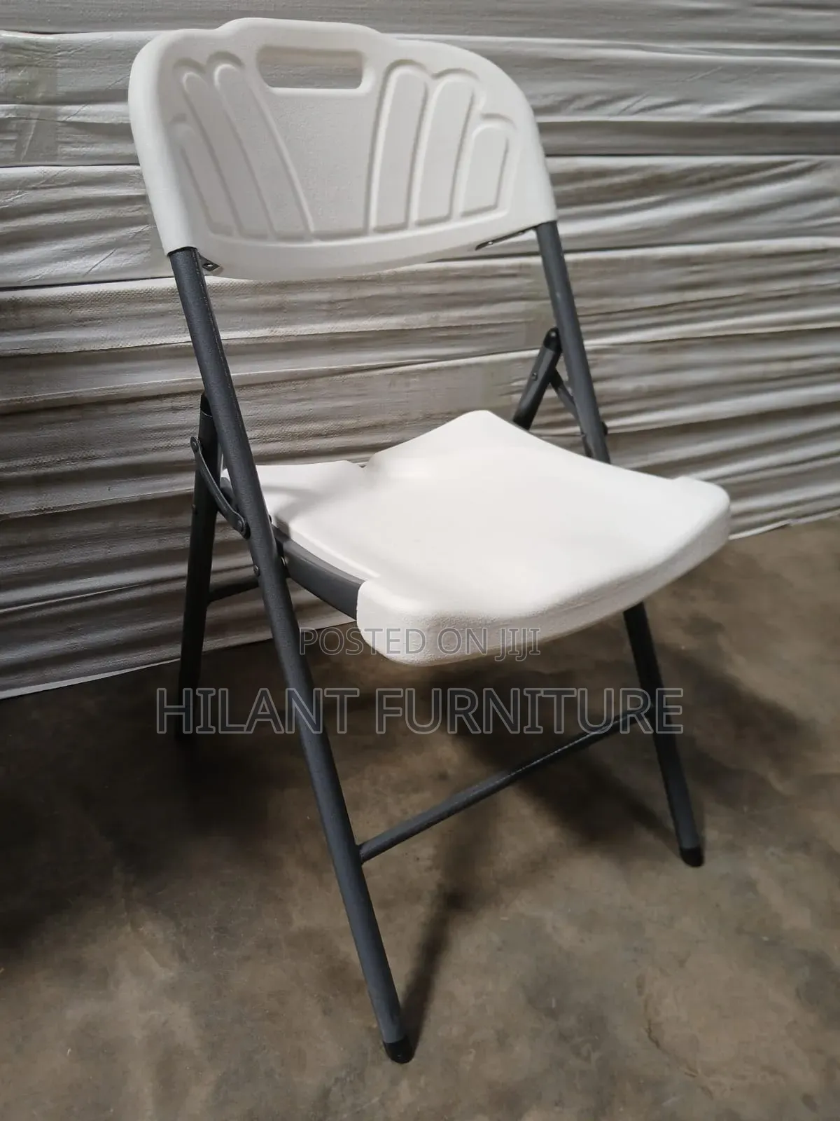 Heavy-Duty White Plastic Folding Chair