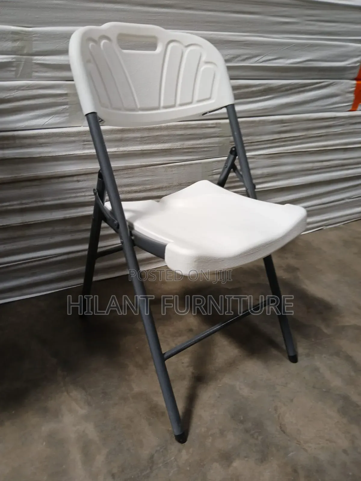 Heavy-Duty White Plastic Folding Chair