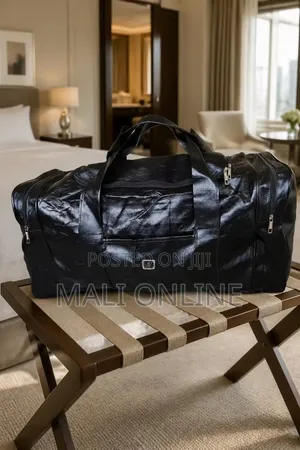 Black Shiny Polished Leather Travel Bag