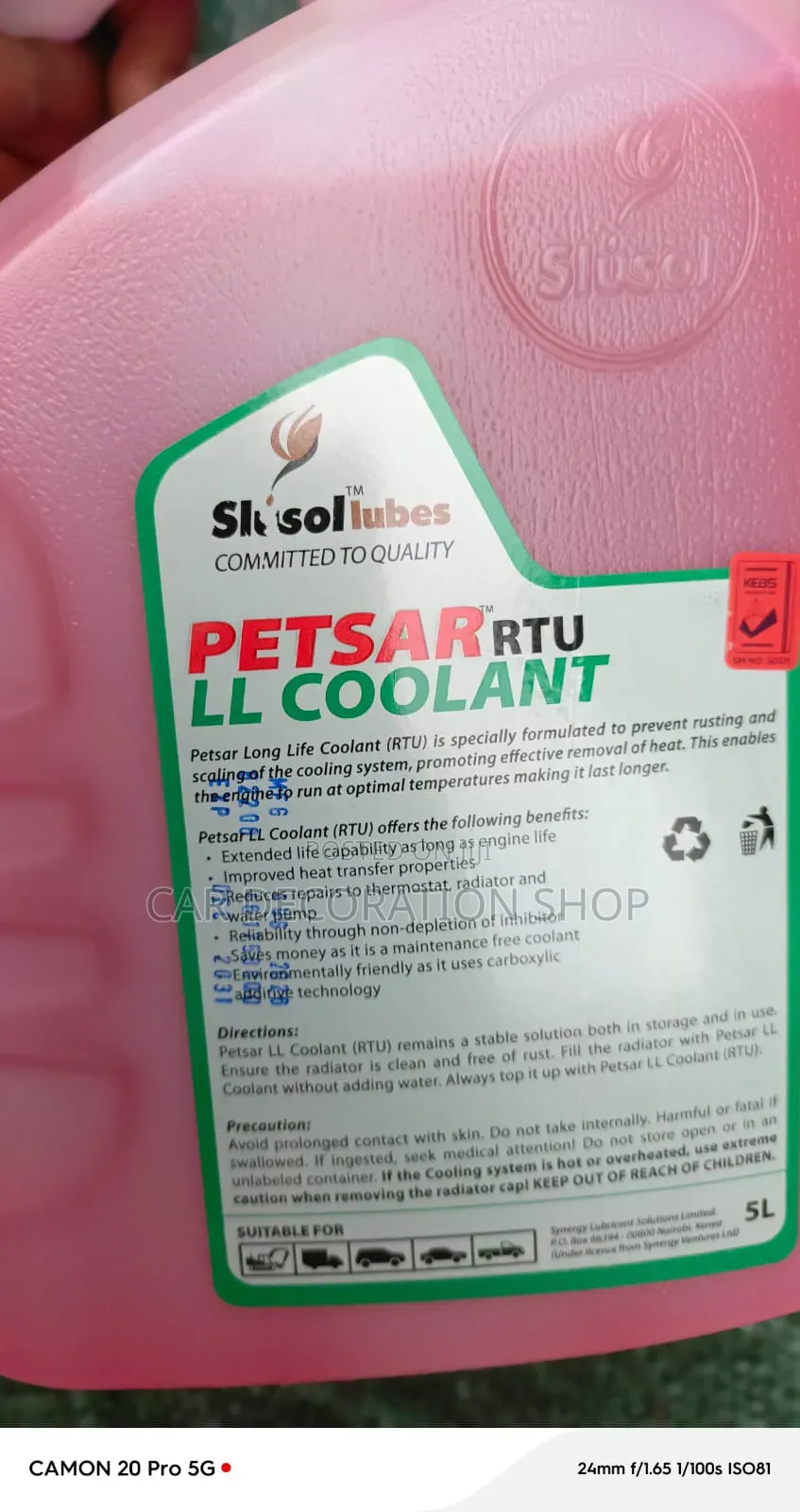 5L Petsar Coolant Prevent Rust, Corrosion,mineral Scaling, Overheating