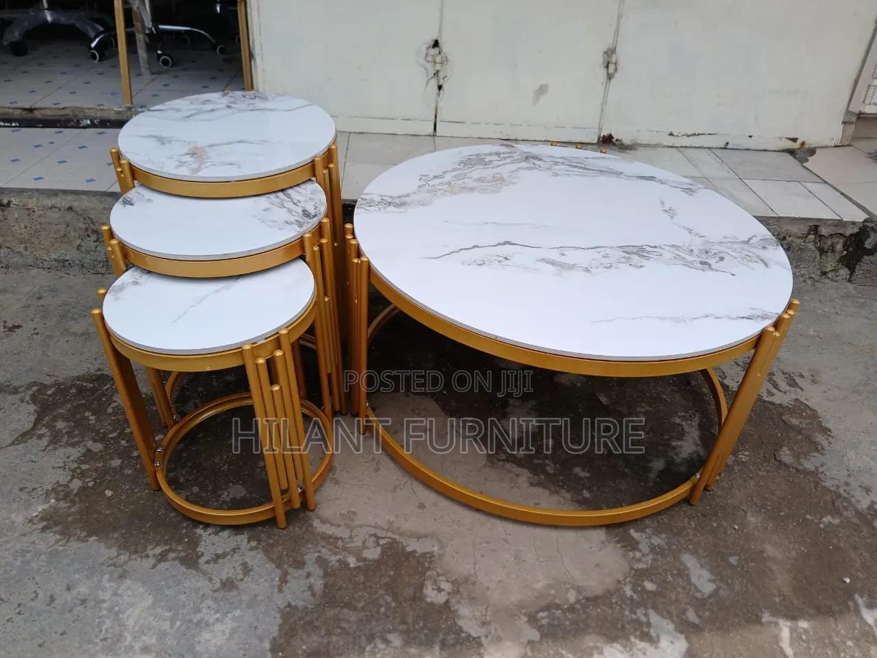 Luxury 4-Piece Round Marble Nesting Coffee Table Set