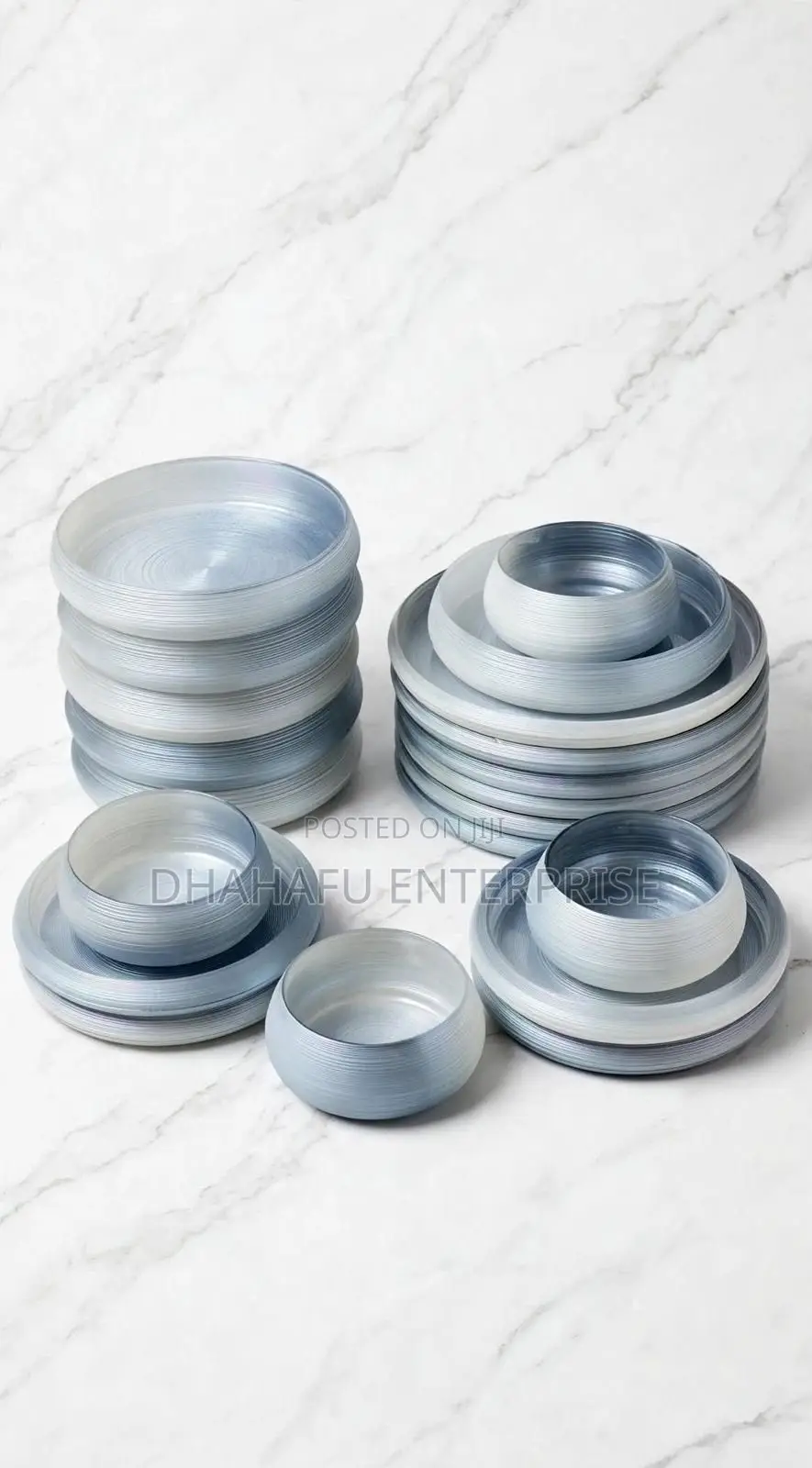 Cloud 24pc Frosted Ribbed Dinner Set