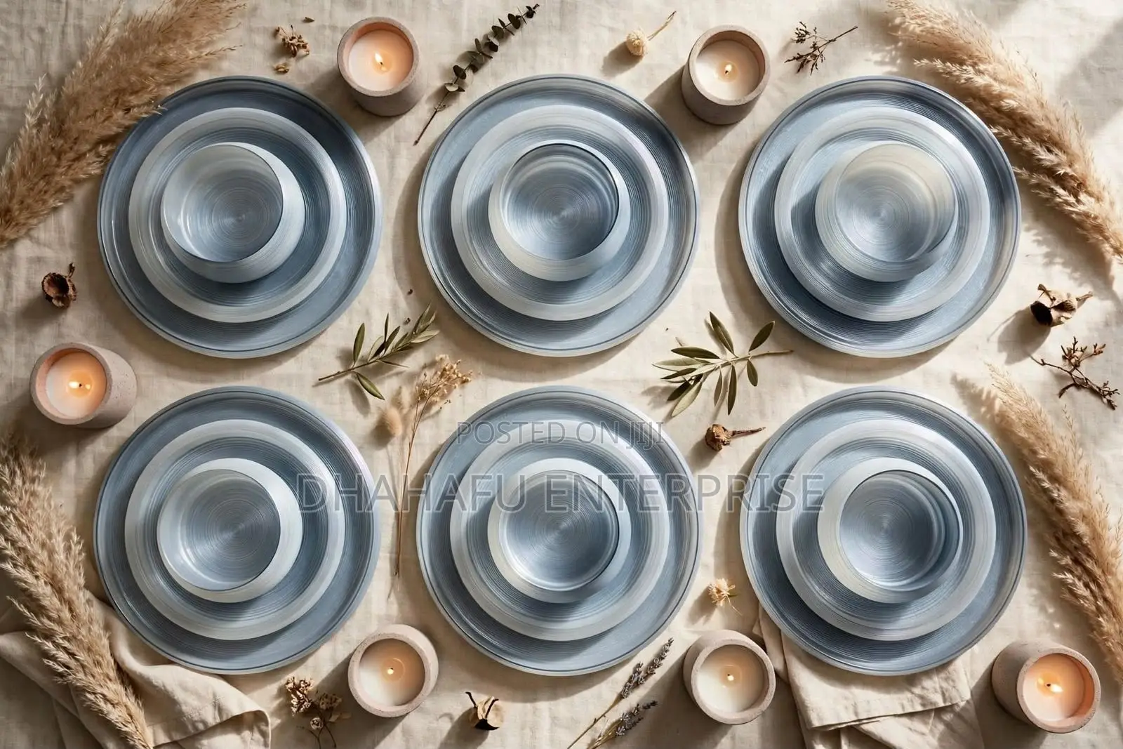 Cloud 24pc Frosted Ribbed Dinner Set