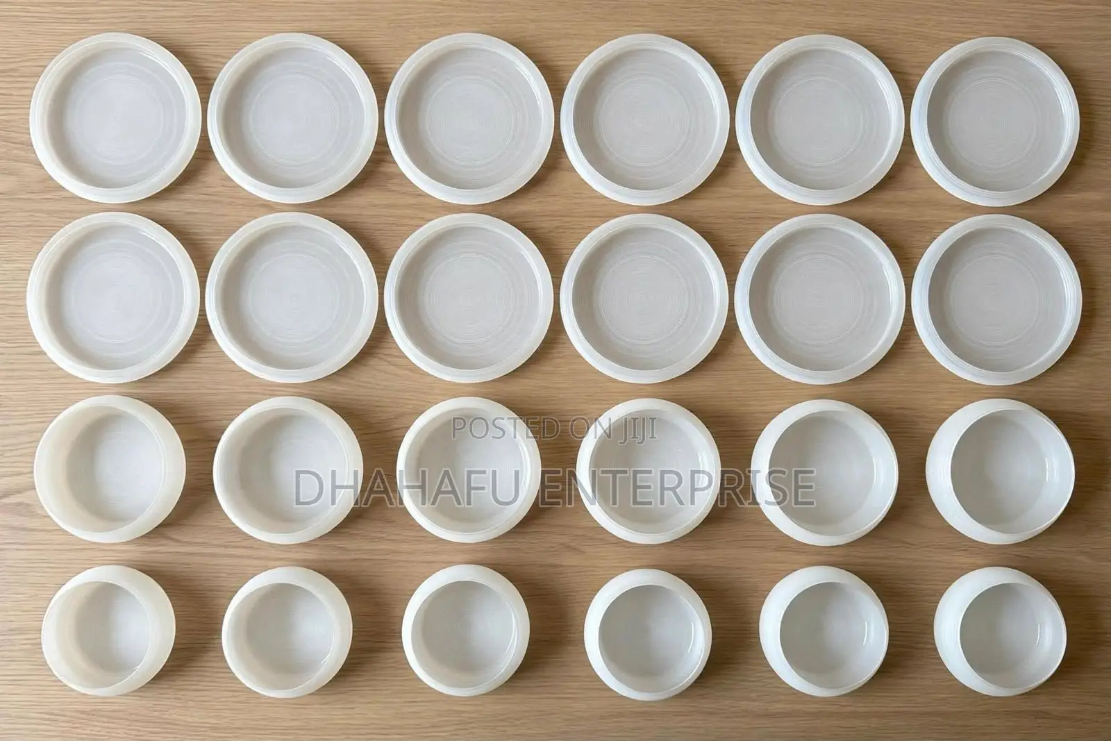 Frosted Ribbed Glass Dinner Set – 24 Pieces (6 Person Set)
