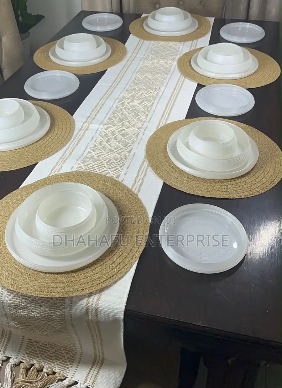 Frosted Ribbed Glass Dinner Set – 24 Pieces (6 Person Set)