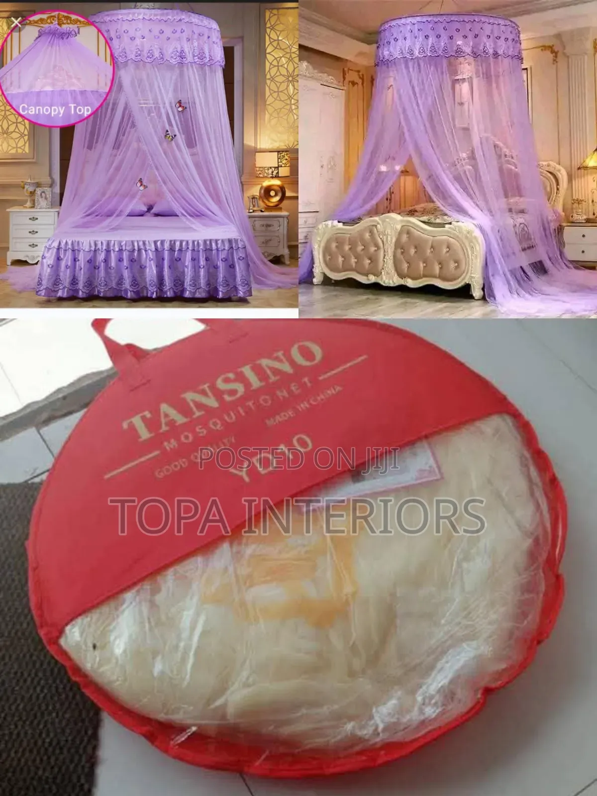 4x6 Purple Round Mosquito Nets With Ceiling Hook