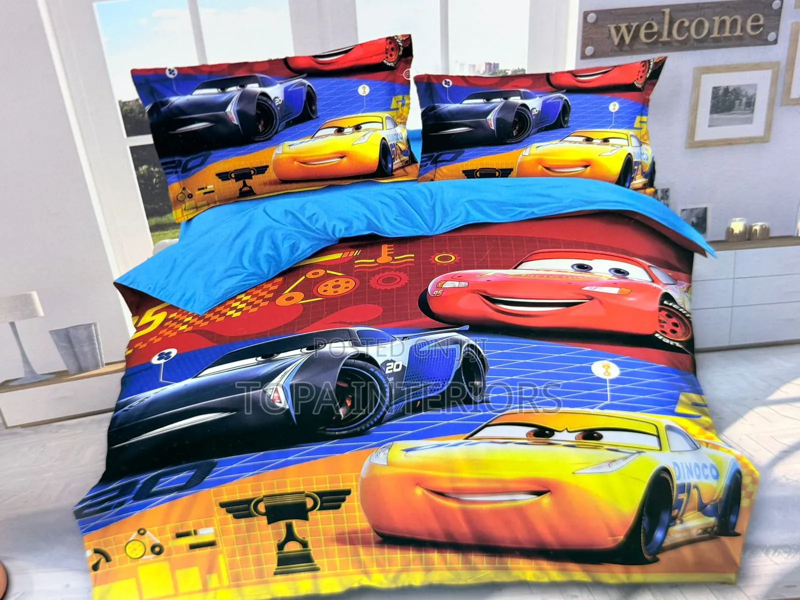 Blue Kids Bedding Cartoon Duvet Sets With Matching Bedsheets and Cases