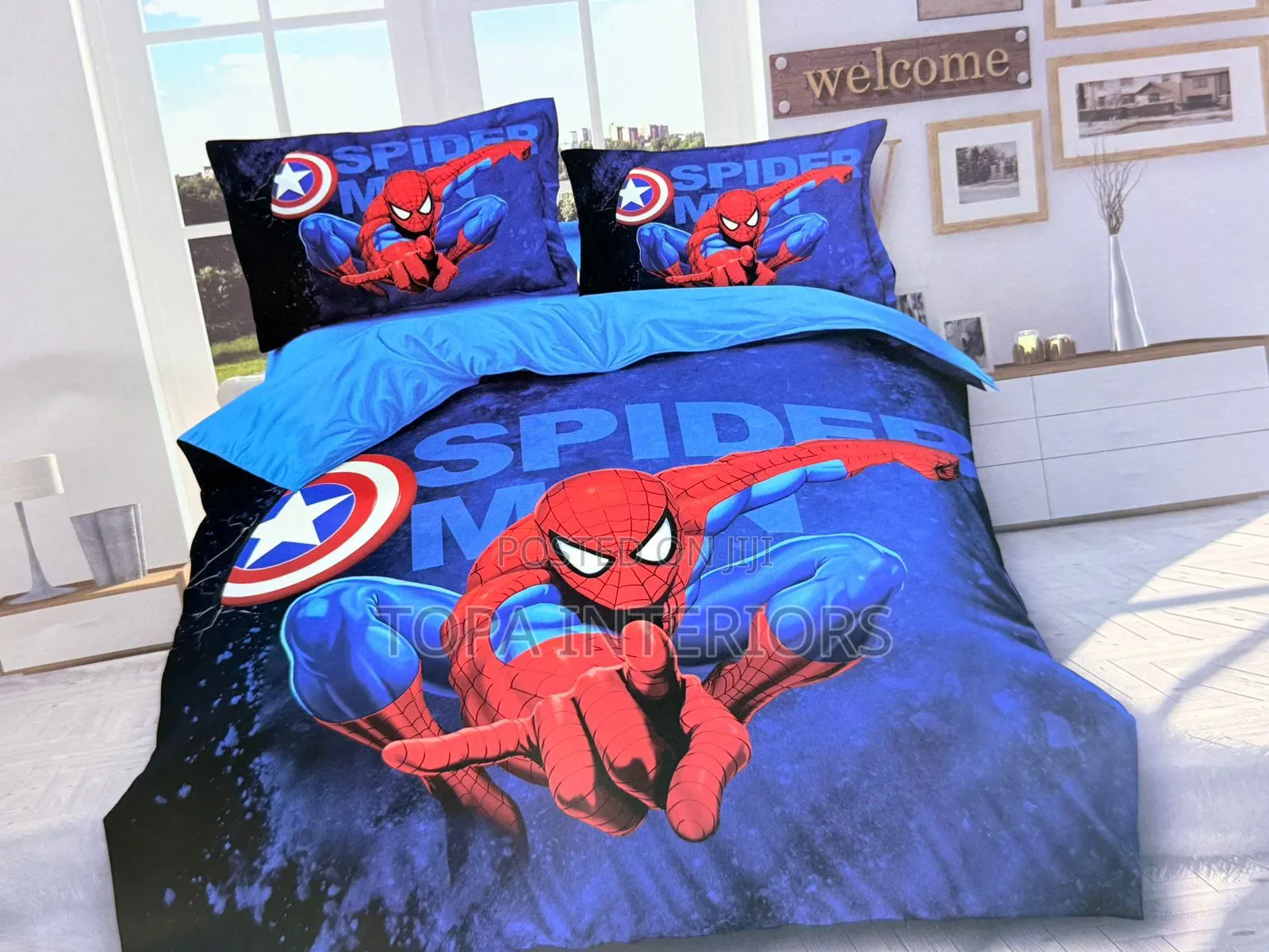 Blue Kids Bedding Cartoon Duvet Sets With Matching Bedsheets and Cases