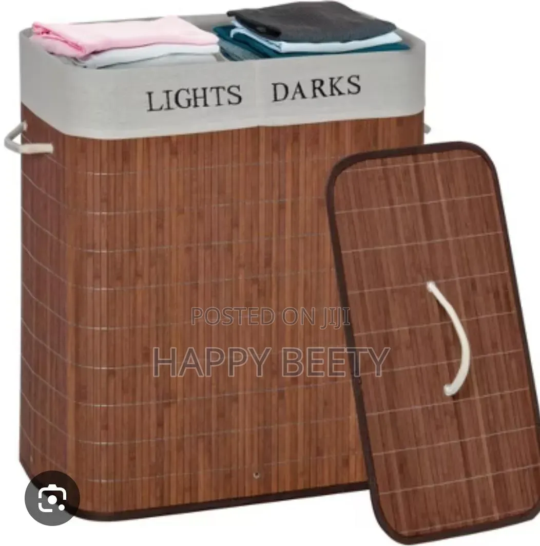 *100L Bamboo Laundry Basket With Flip Lid