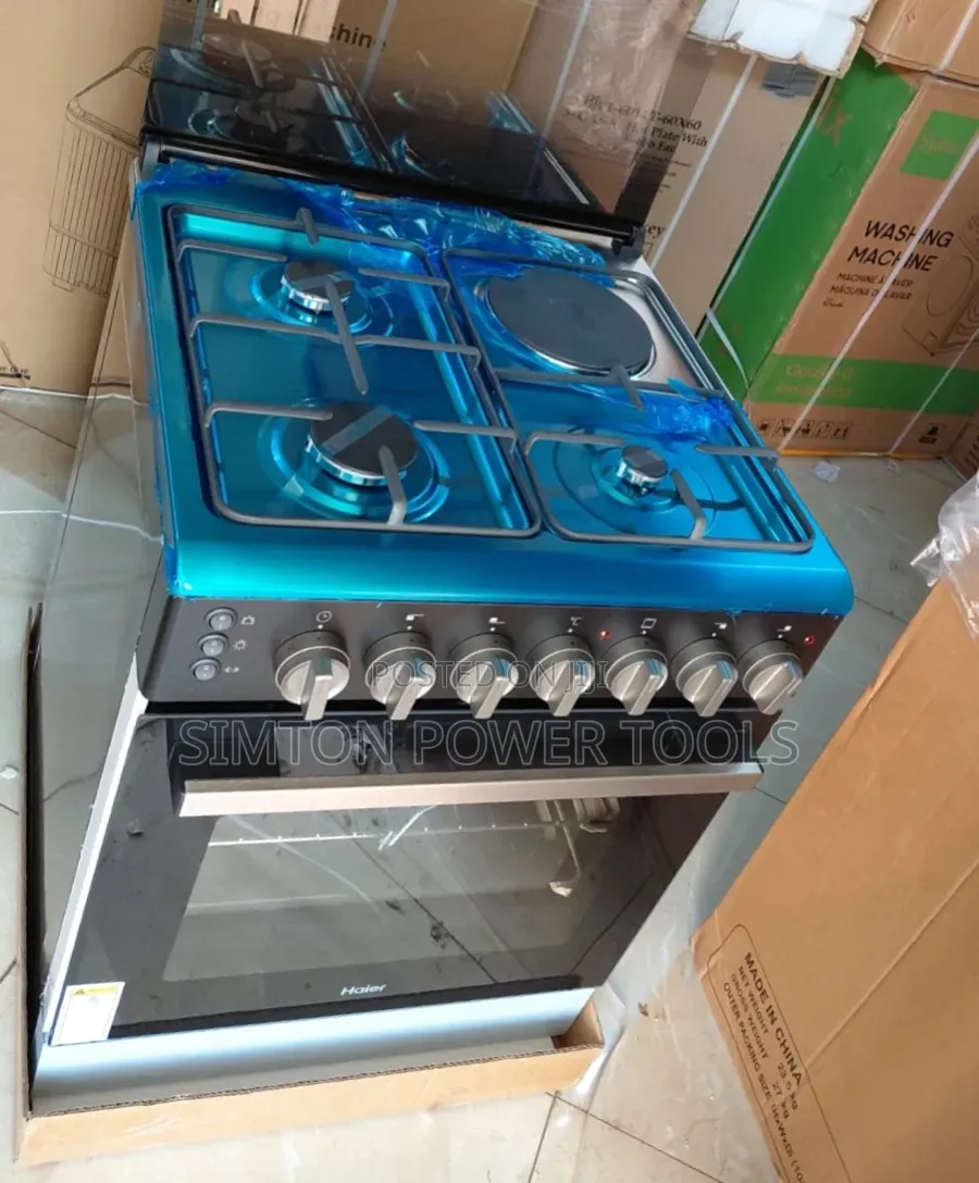 Haier 60×60 Cm 3 Gas Burners + 1 Electric Hotplate Free-Standing.