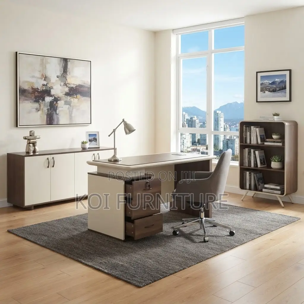Office Desk; 1.4 Meters Home Office Sturdy Desk With Drawers