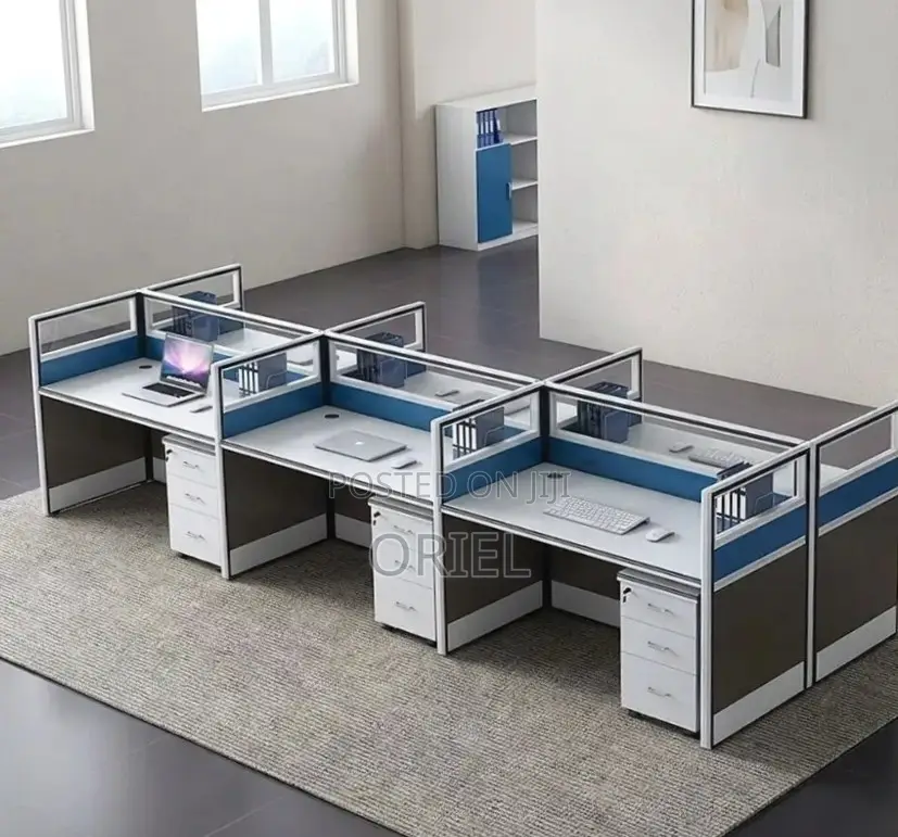 Offfice Workstation : 6 Way Office Workstation With Mobile Pedestals