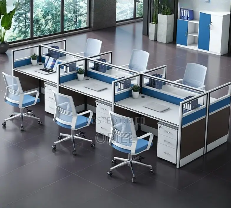 Offfice Workstation : 6 Way Office Workstation With Mobile Pedestals