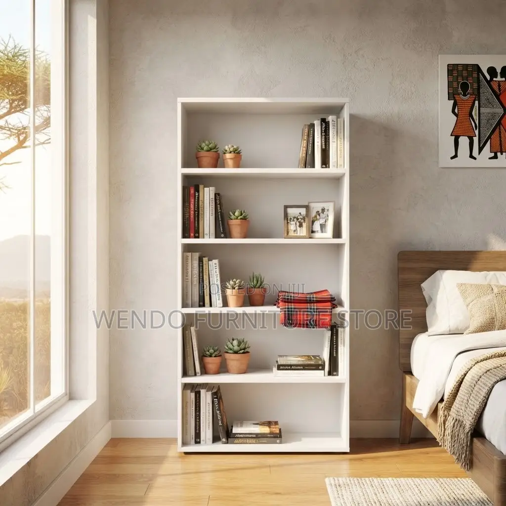White Home Office Open Wood Book Shelf Cabinet