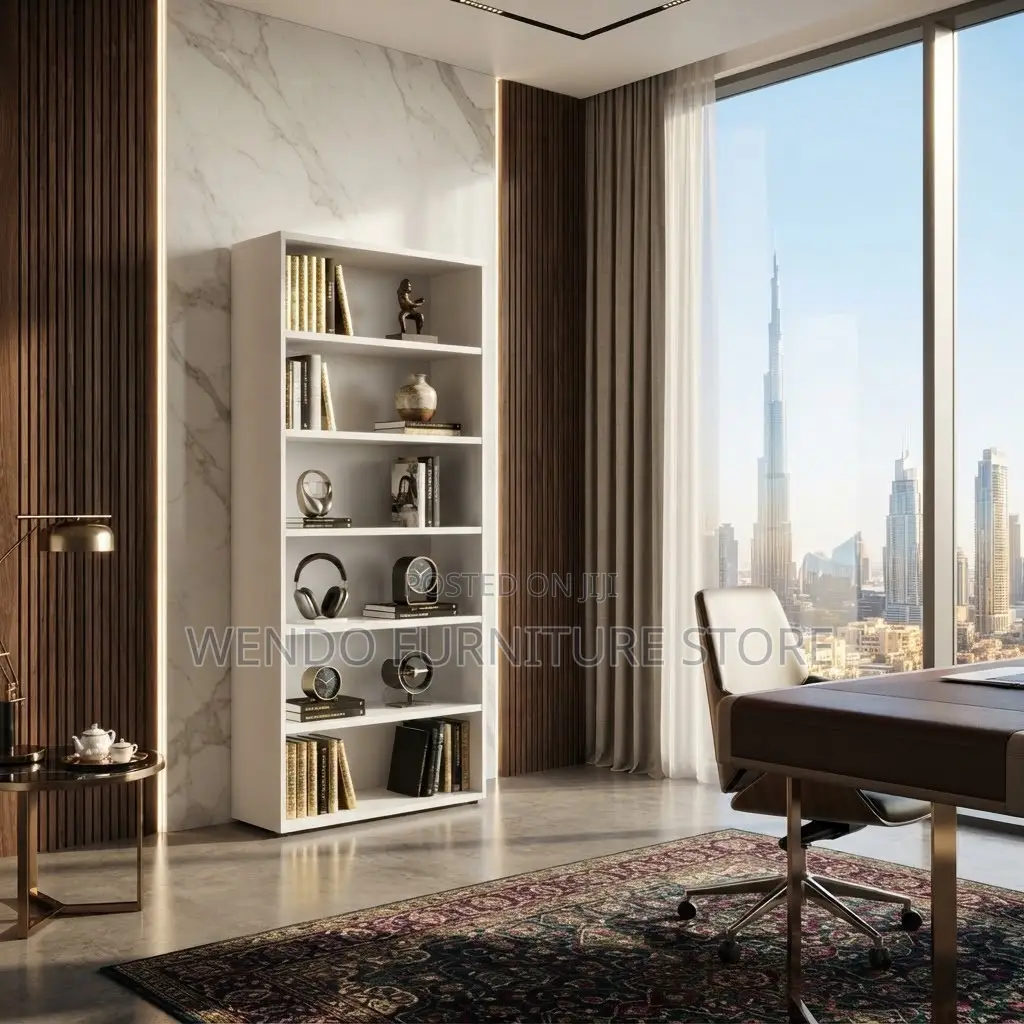 White Home Office Open Wood Book Shelf Cabinet