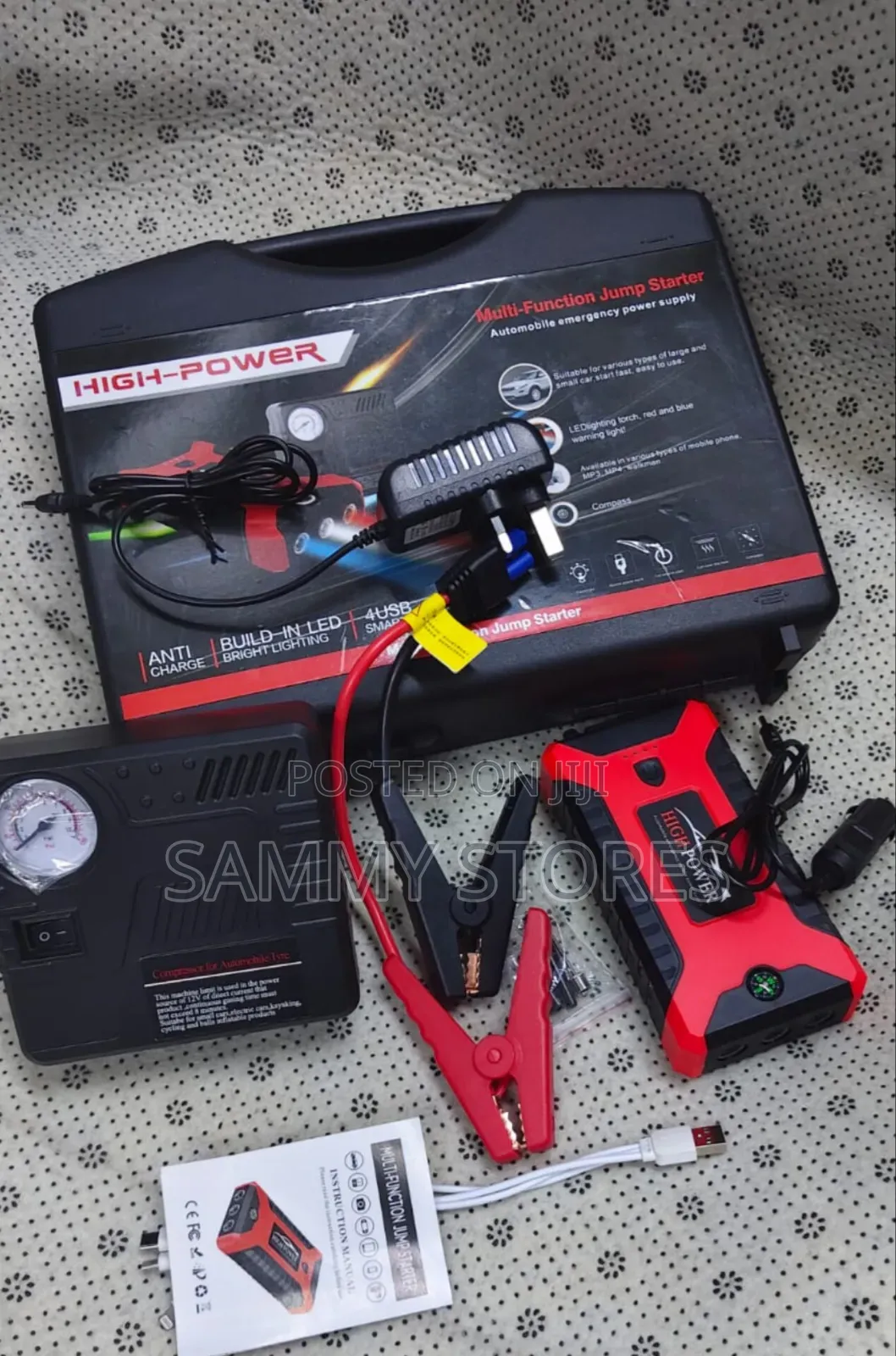Car Jump Starter Kit With Air Pump Jumper Cables