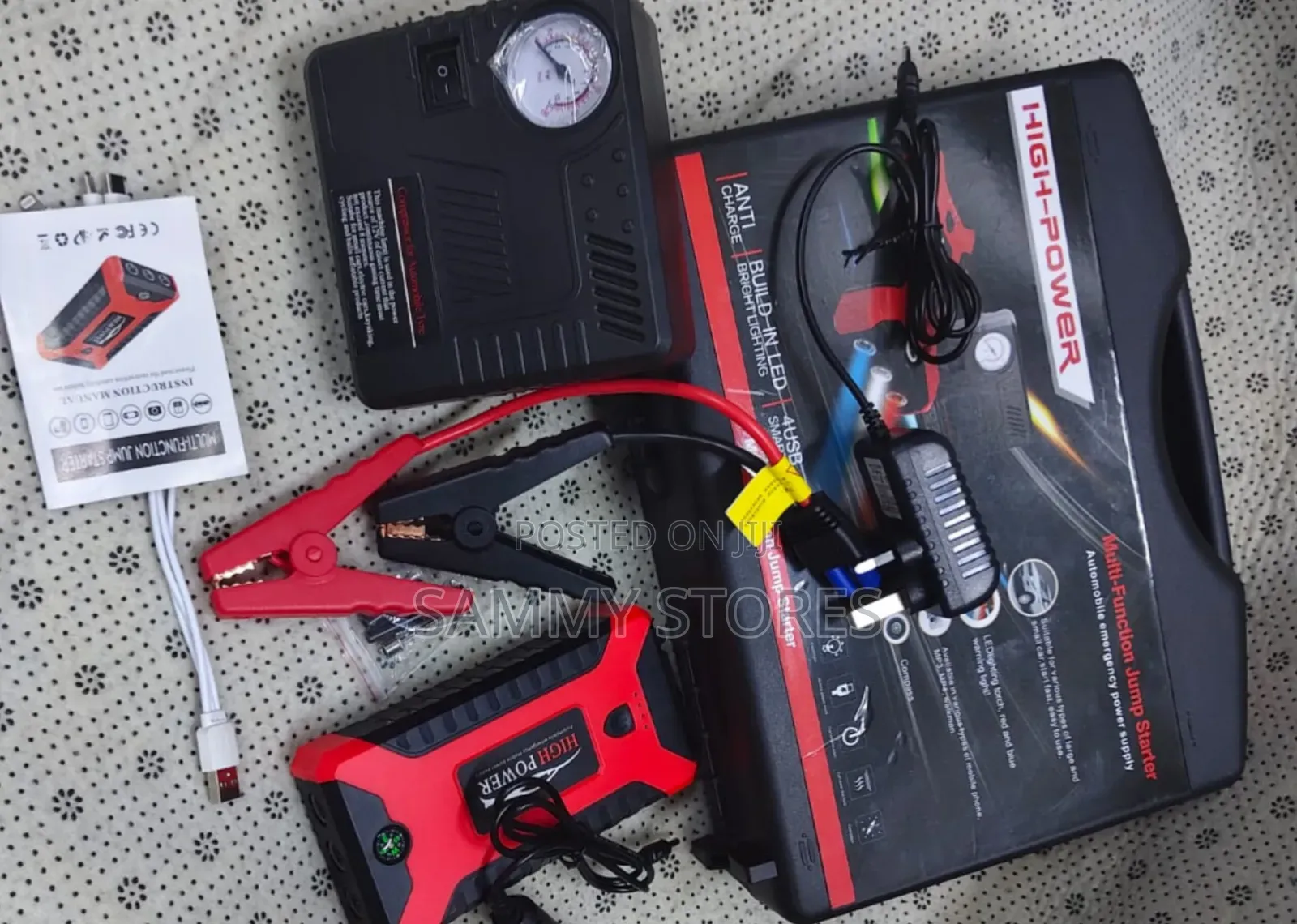 Car Jump Starter Kit With Air Pump Jumper Cables