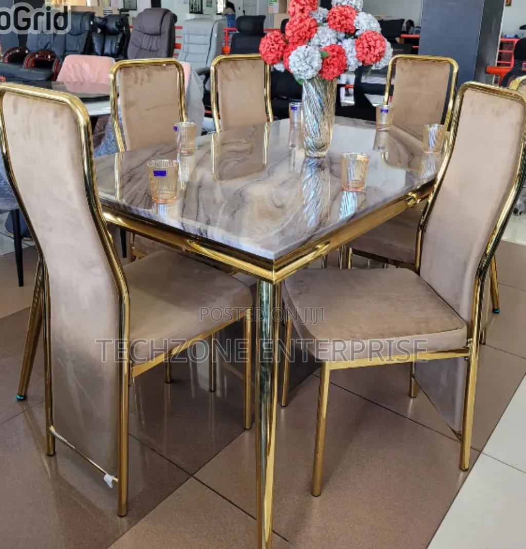 Modern Unique Executive 6 Sitter Marble Dinning Table 