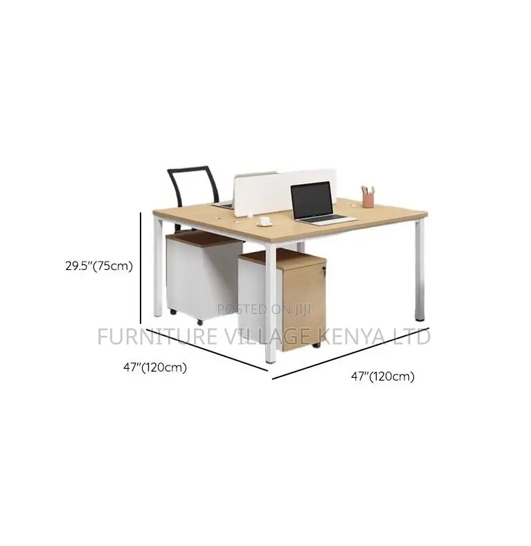 Workstation; 2 Seater Brown-Metal Frame Office Workstation
