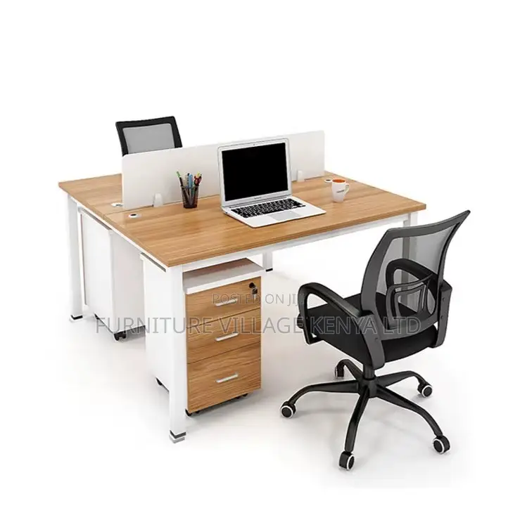 Workstation; 2 Seater Brown-Metal Frame Office Workstation