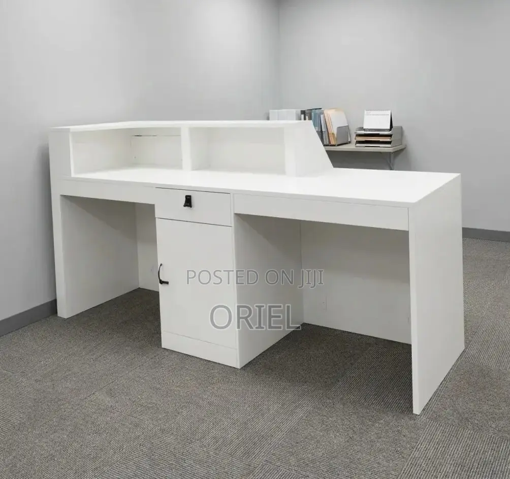 160CM White Office Reception Desk : Reception Counter Desk for Office