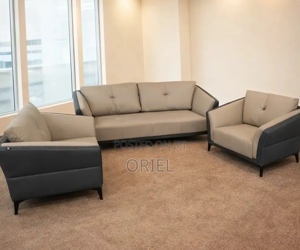 Office Sofa : Premium Leather Office Reception Sofa Set