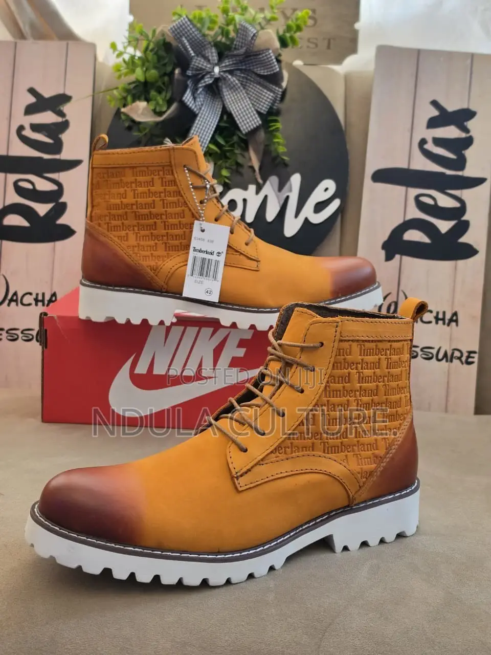 Timberland Logo Printed White Sole Boots