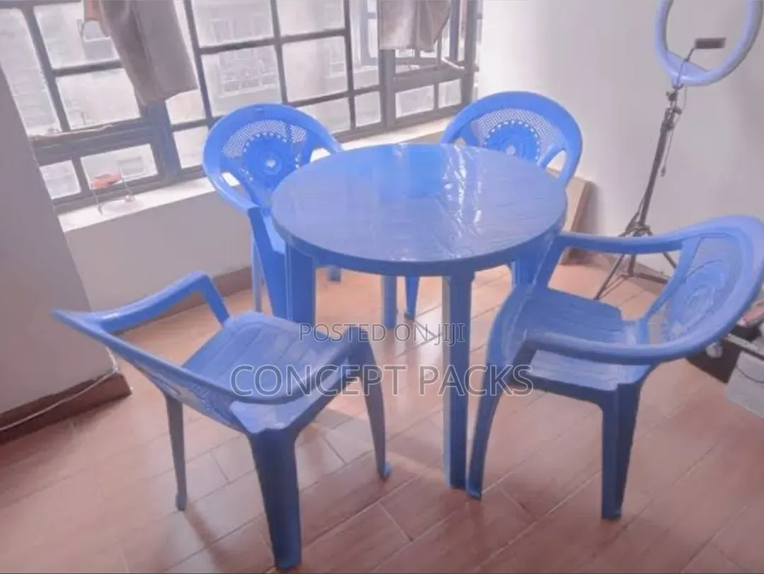 Plastic Garden 4 Chair and Round Table Set