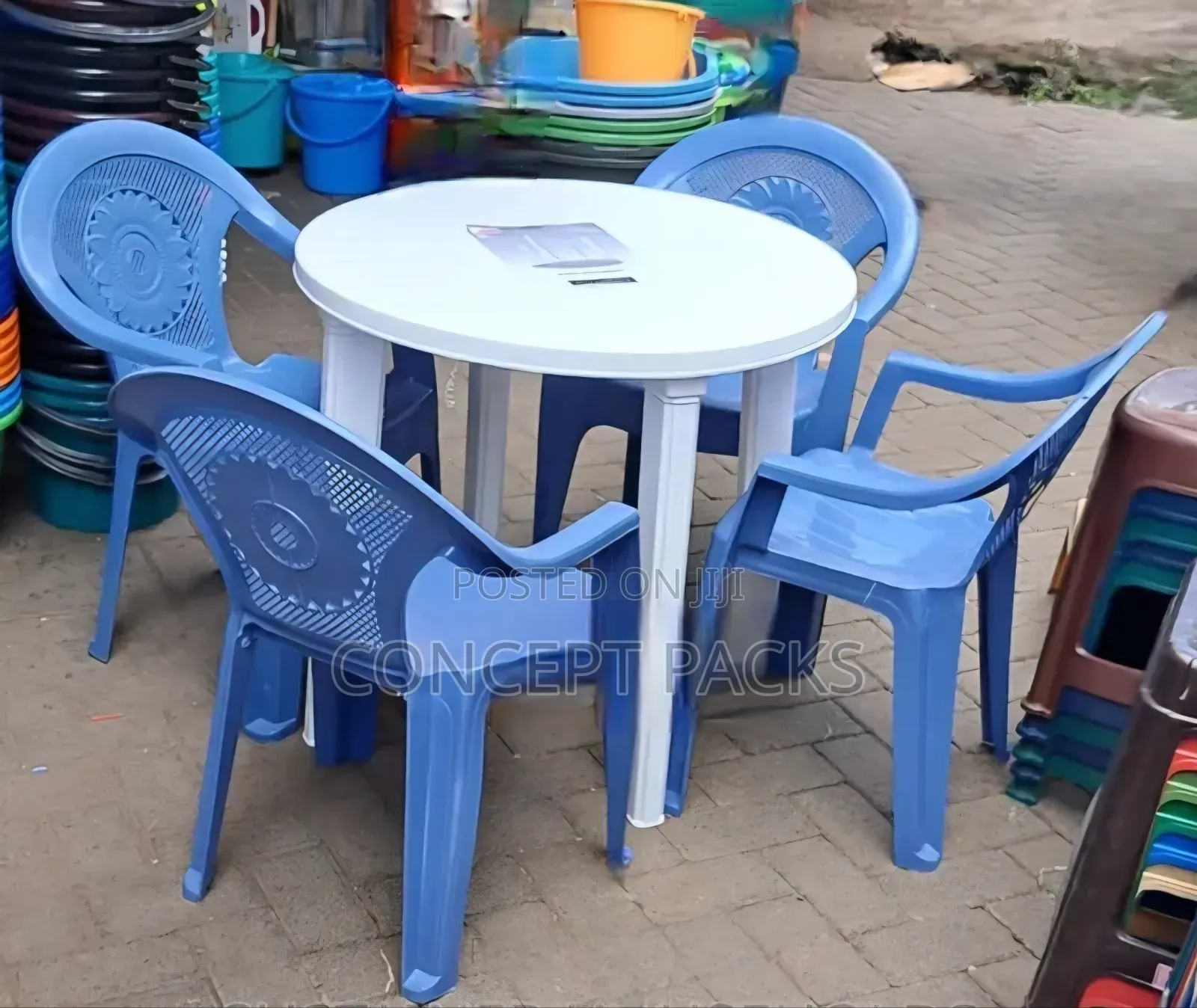 Plastic Garden 4 Chair and Round Table Set