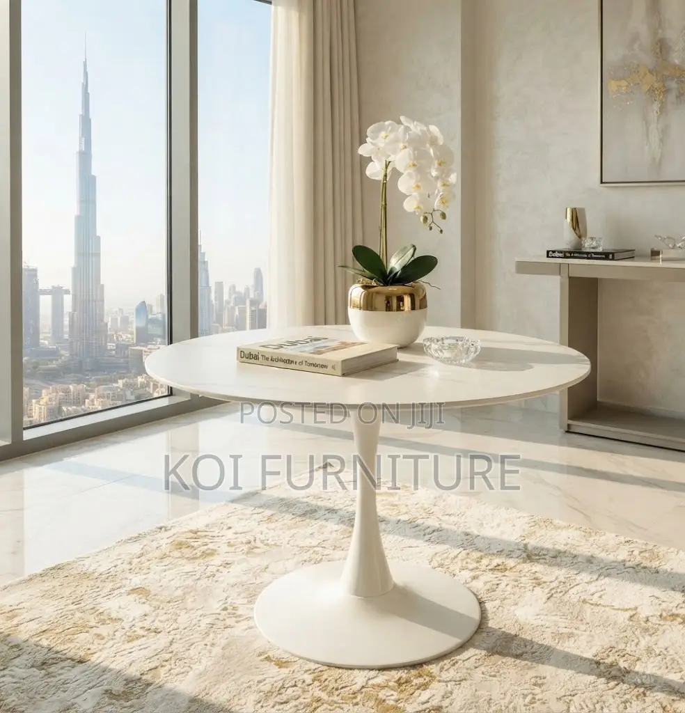 Coffee Table; Round Modern White Meeting Coffee Tables