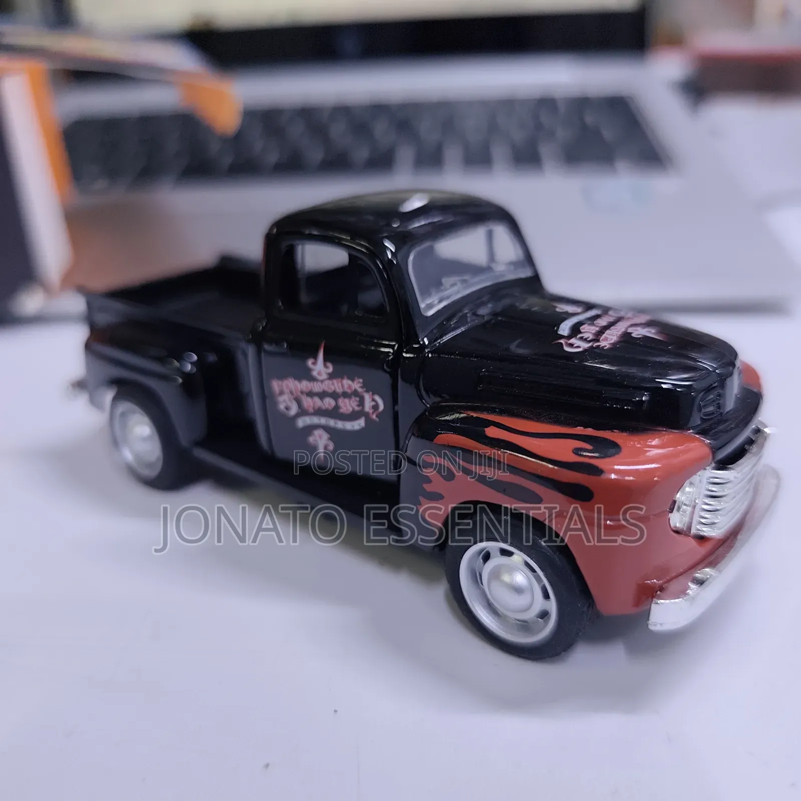 Vintage Die-Cast Pickup Truck Toy With Flame Graphics