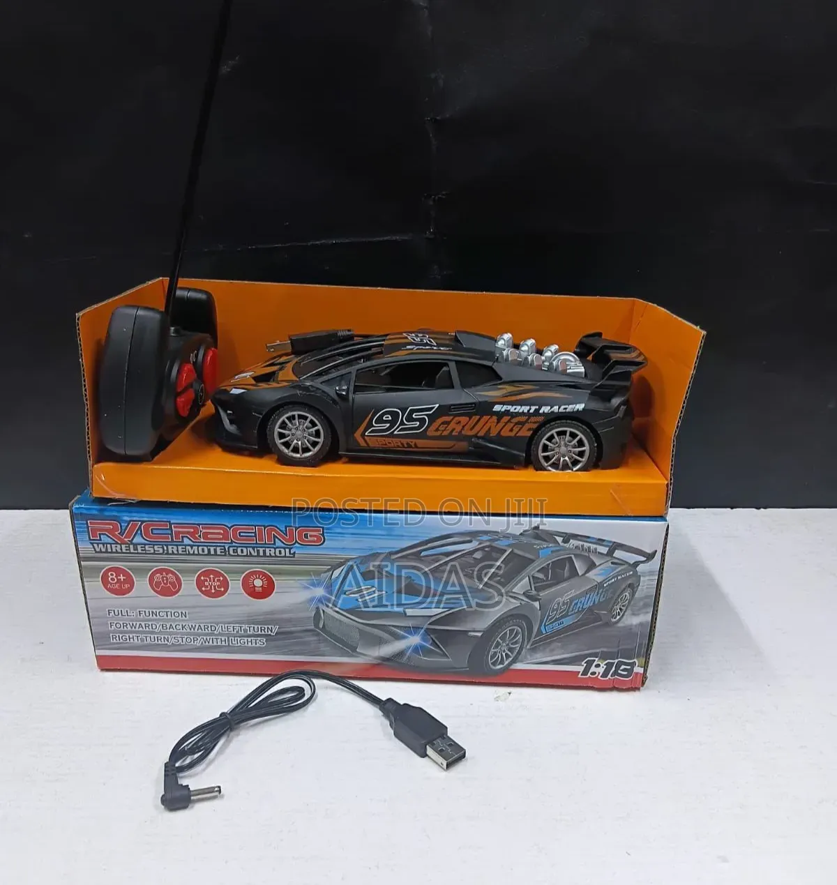 Rechargeable Remote Controlled Toy Car in Green, Orange and Blue
